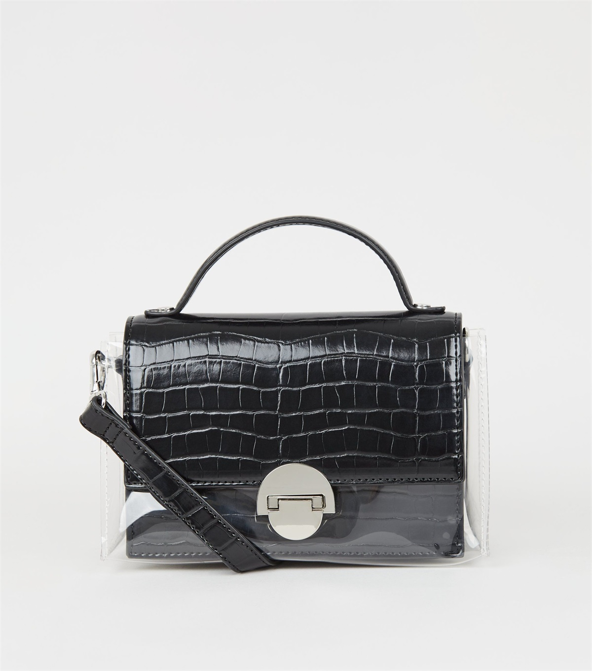 PZB26074 black-faux-croc-perspex-top-handle-bag