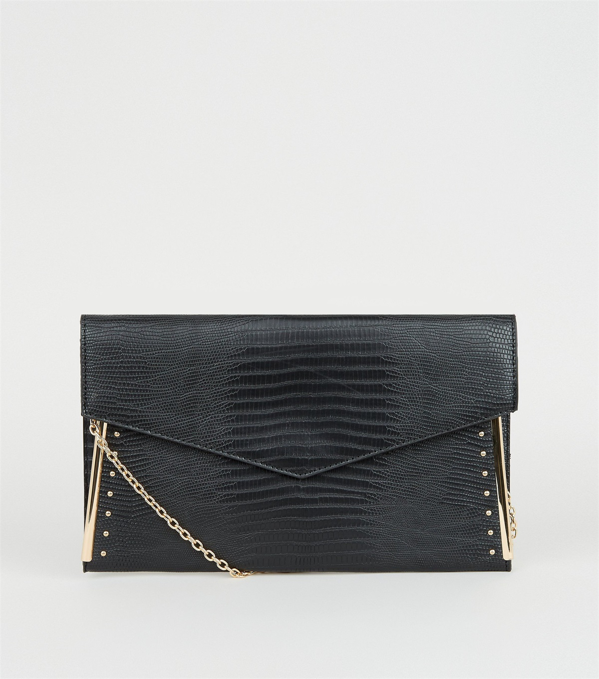 PZB26087 black-faux-snake-studded-metal-bar-clutch