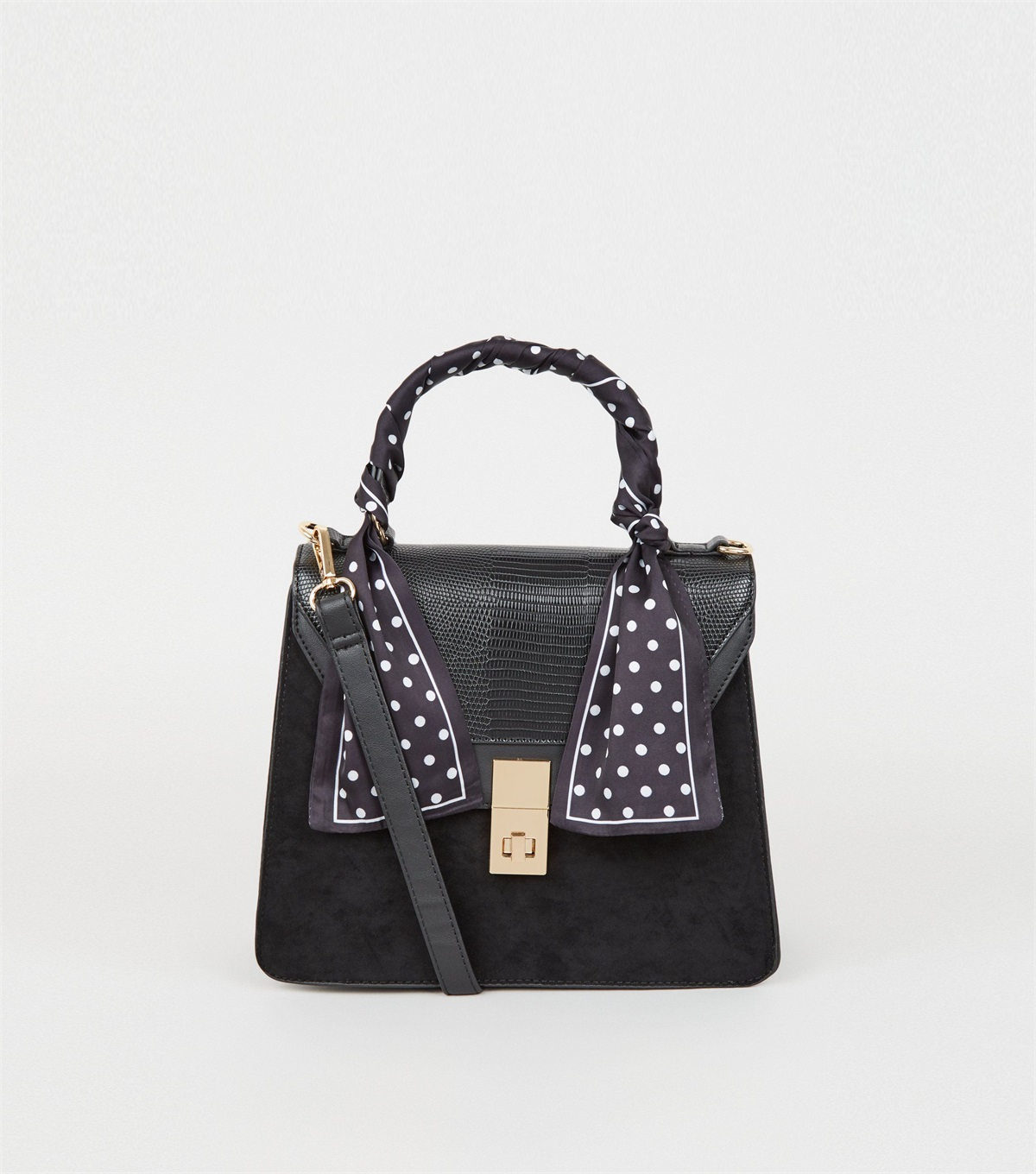 PZB26088 black-faux-snake-suedette-scarf-shoulder-bag