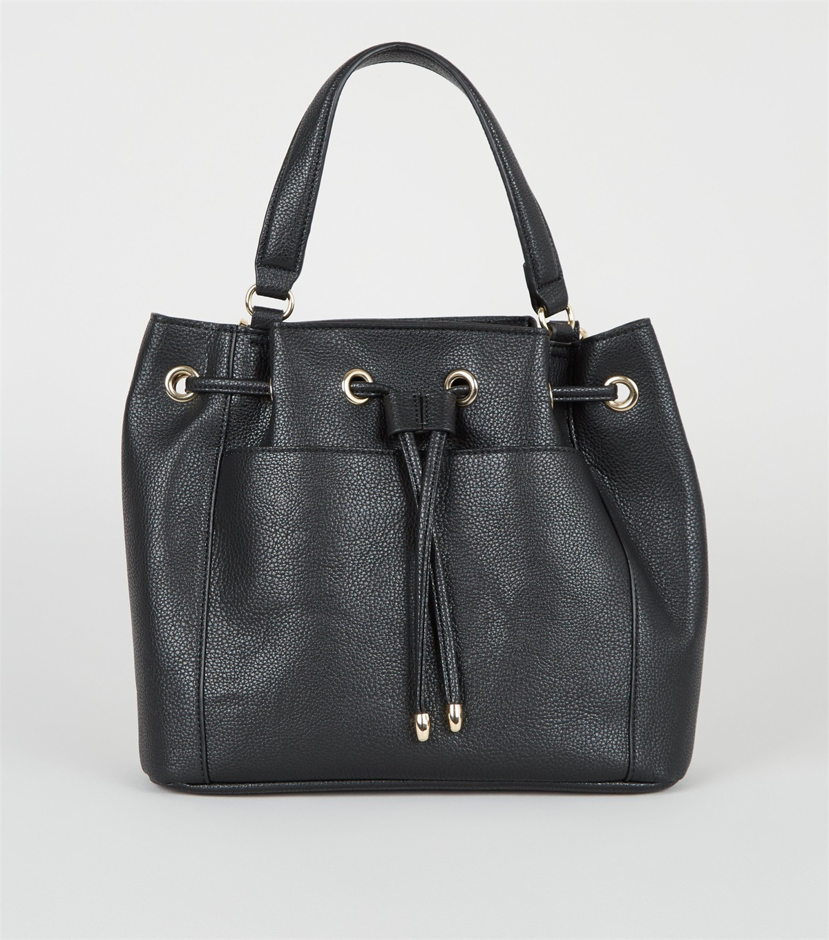 PZB26092 black-grab-handle-drawstring-duffle-bag