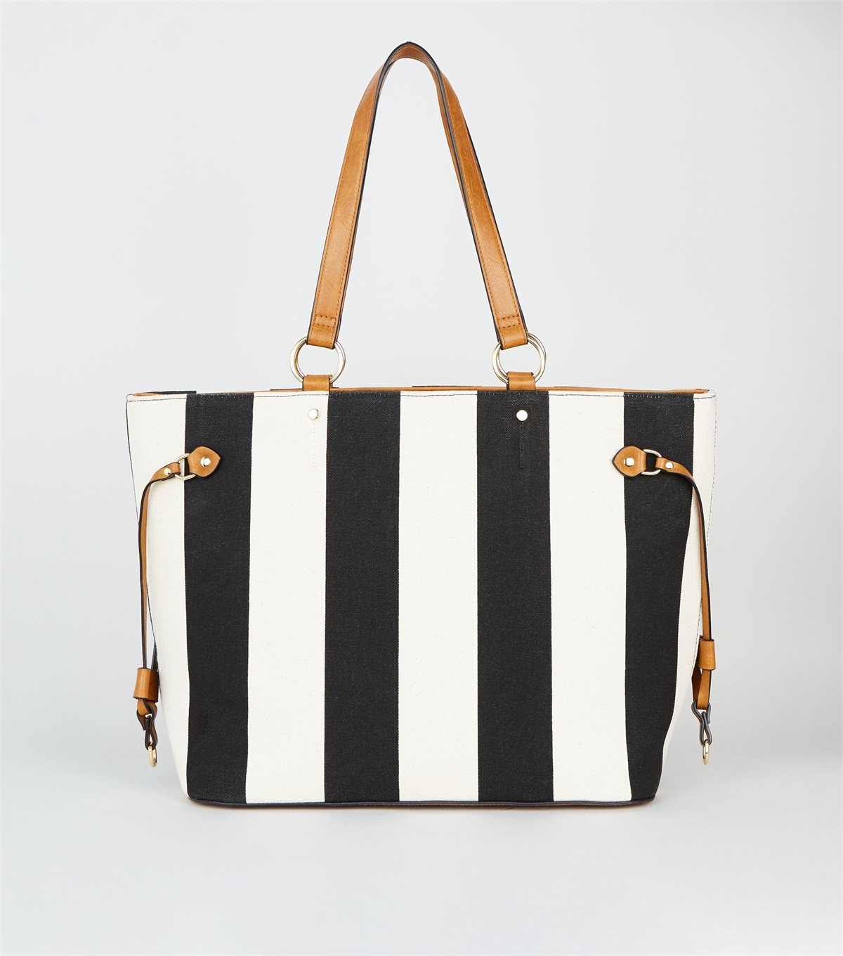PZB260131 black-stripe-canvas-tote-bag