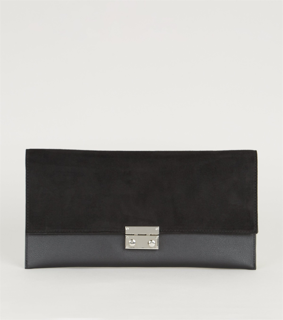 PZB260135 black-suedette-and-leather-look-clutch