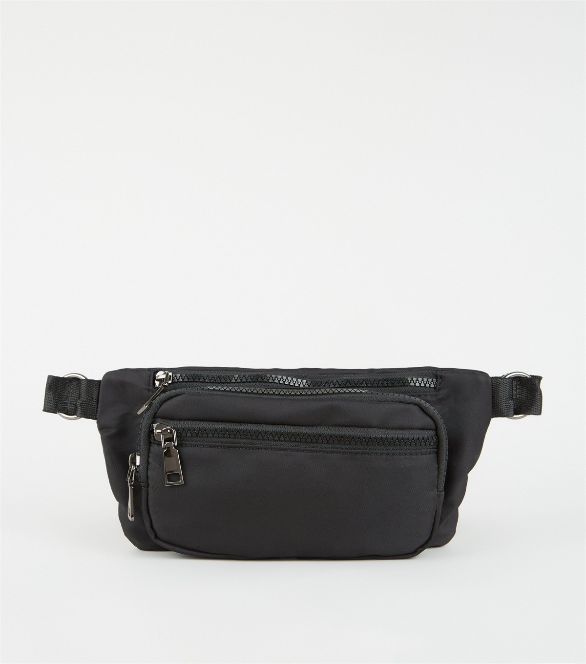 PZB260119 black-nylon-rectangle-bum-bag