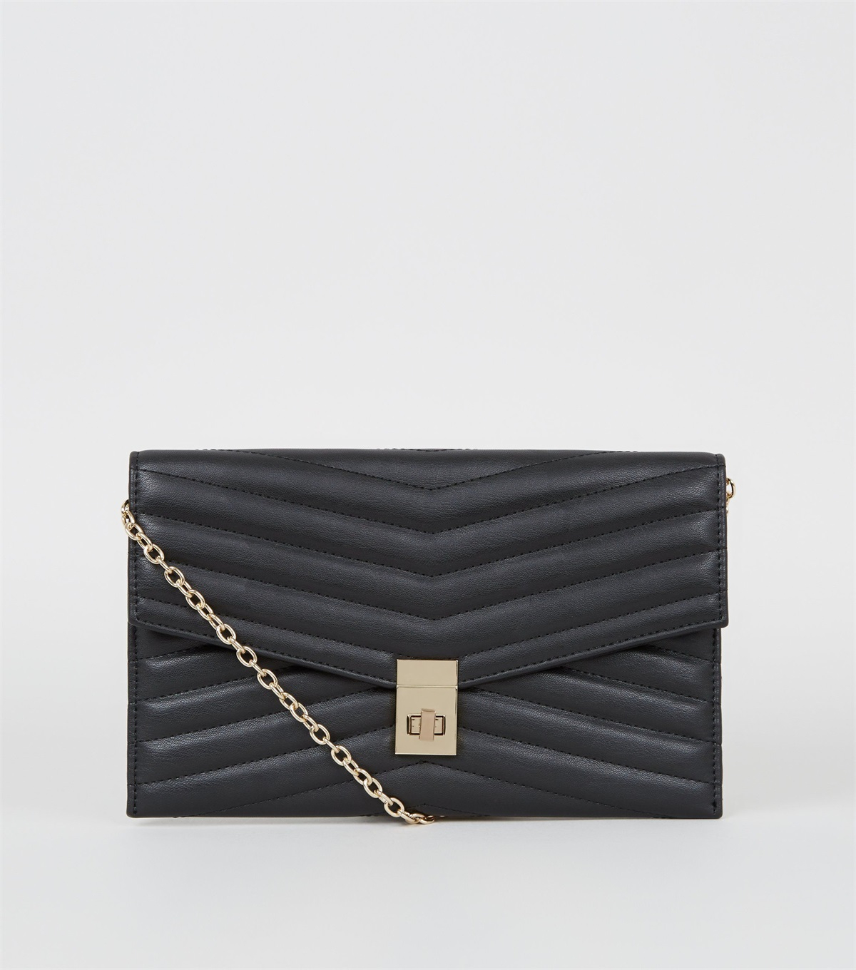 PZB260124 black-quilted-leather-look-clutch-bag