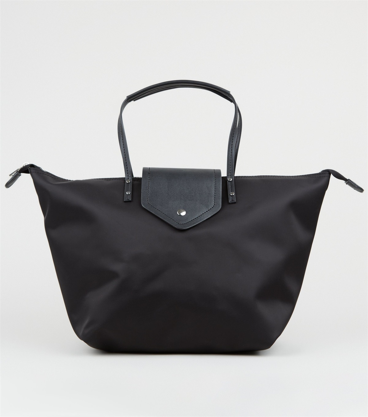 PZB260129 black-shell-foldover-tote-bag