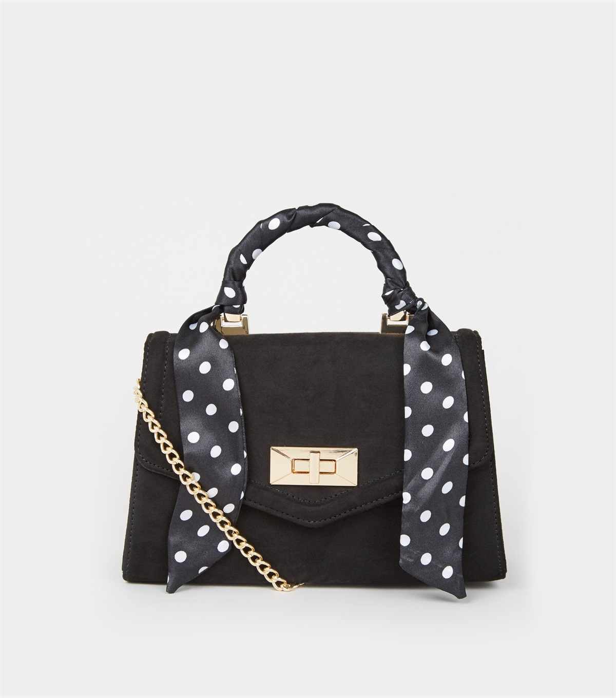 PZB260144  black-suedette-scarf-handle-bag