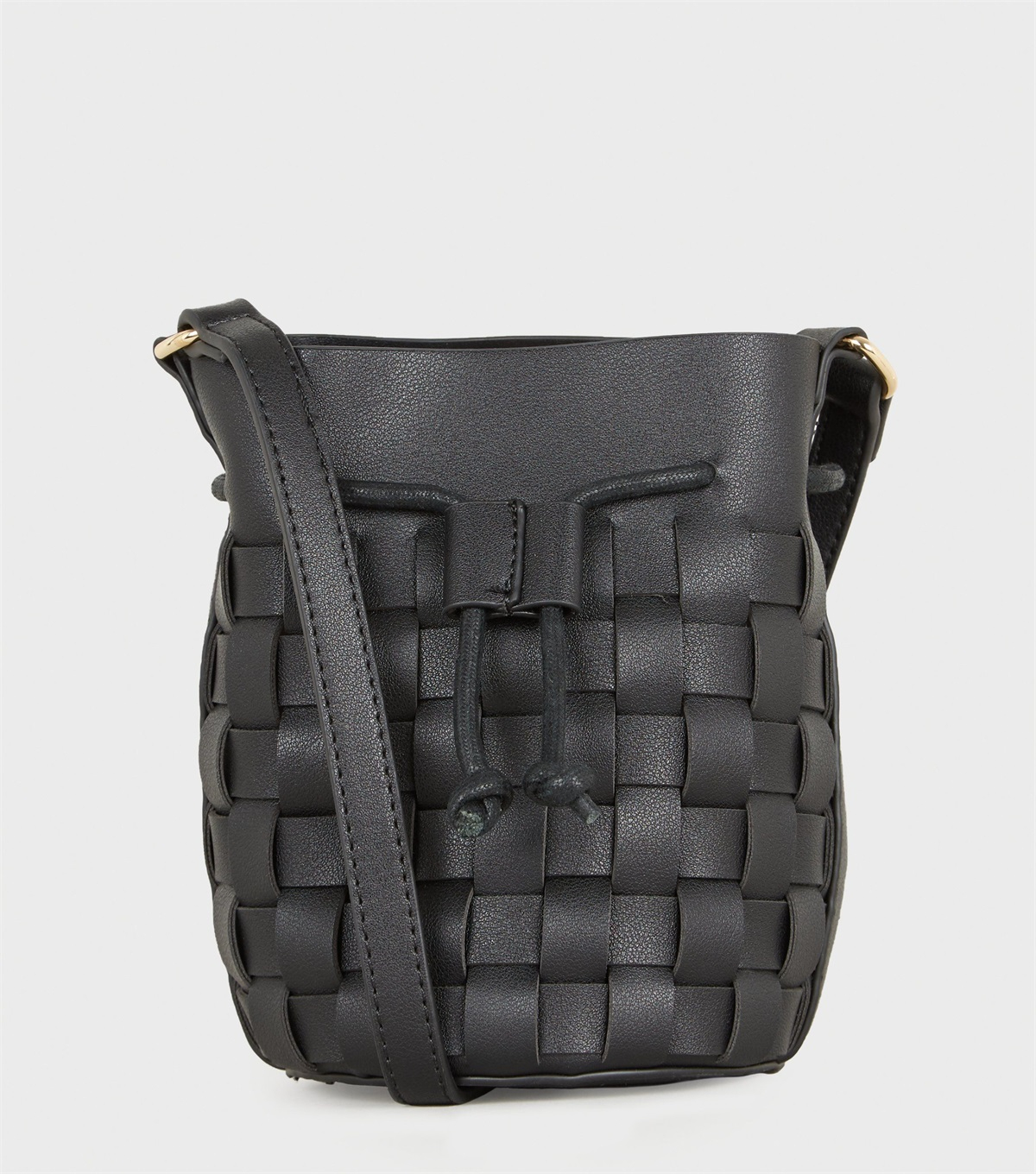 PZB260151 black-woven-leather-look-mini-bucket-shoulder-bag
