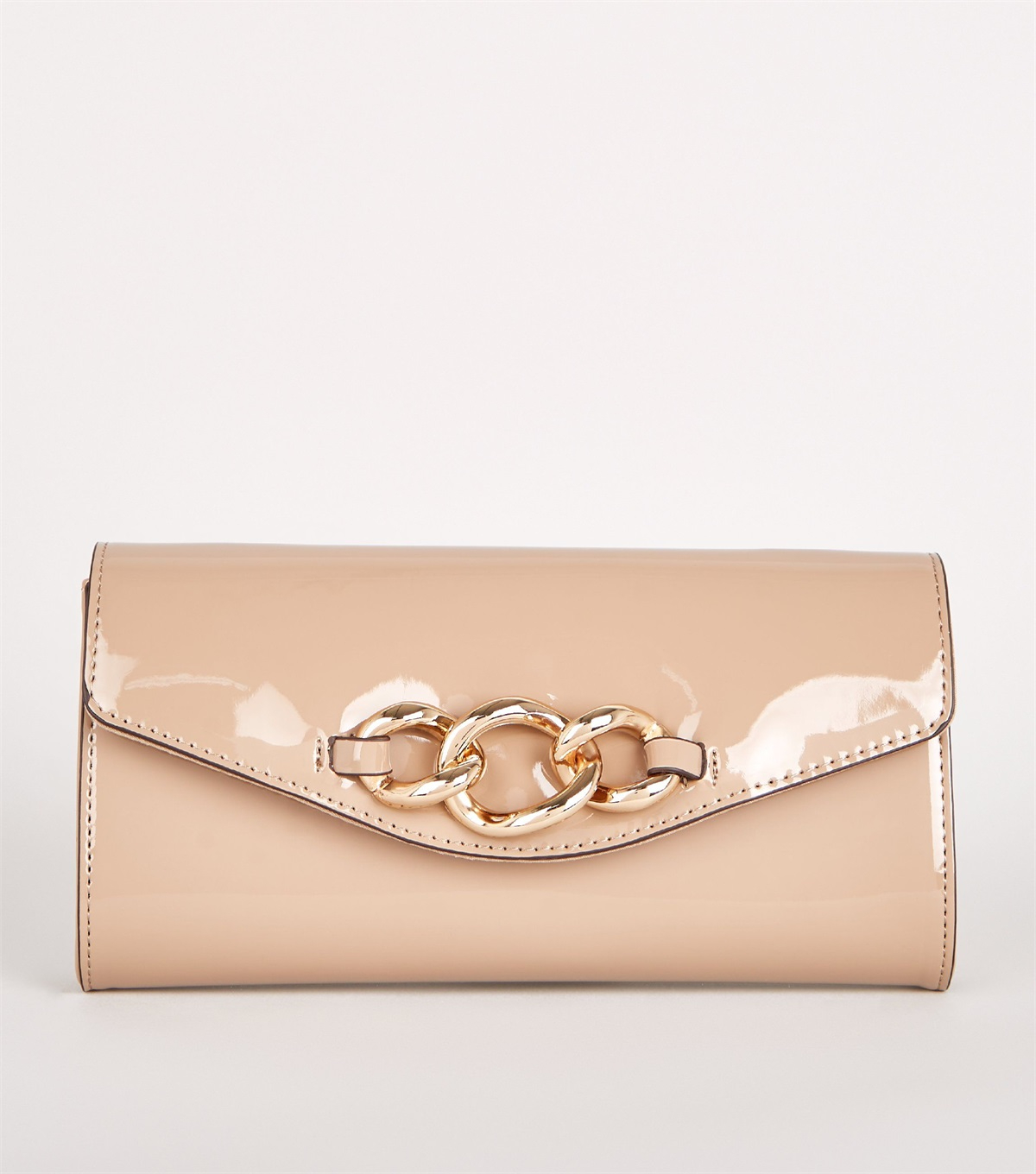 PZB260164 camel-patent-chunky-chain-clutch-bag