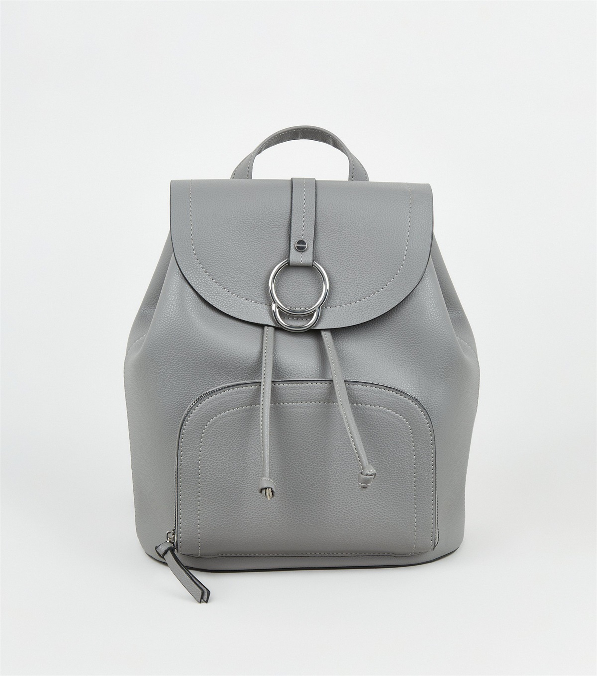 PZB260185 grey-leather-look-ring-front-backpack