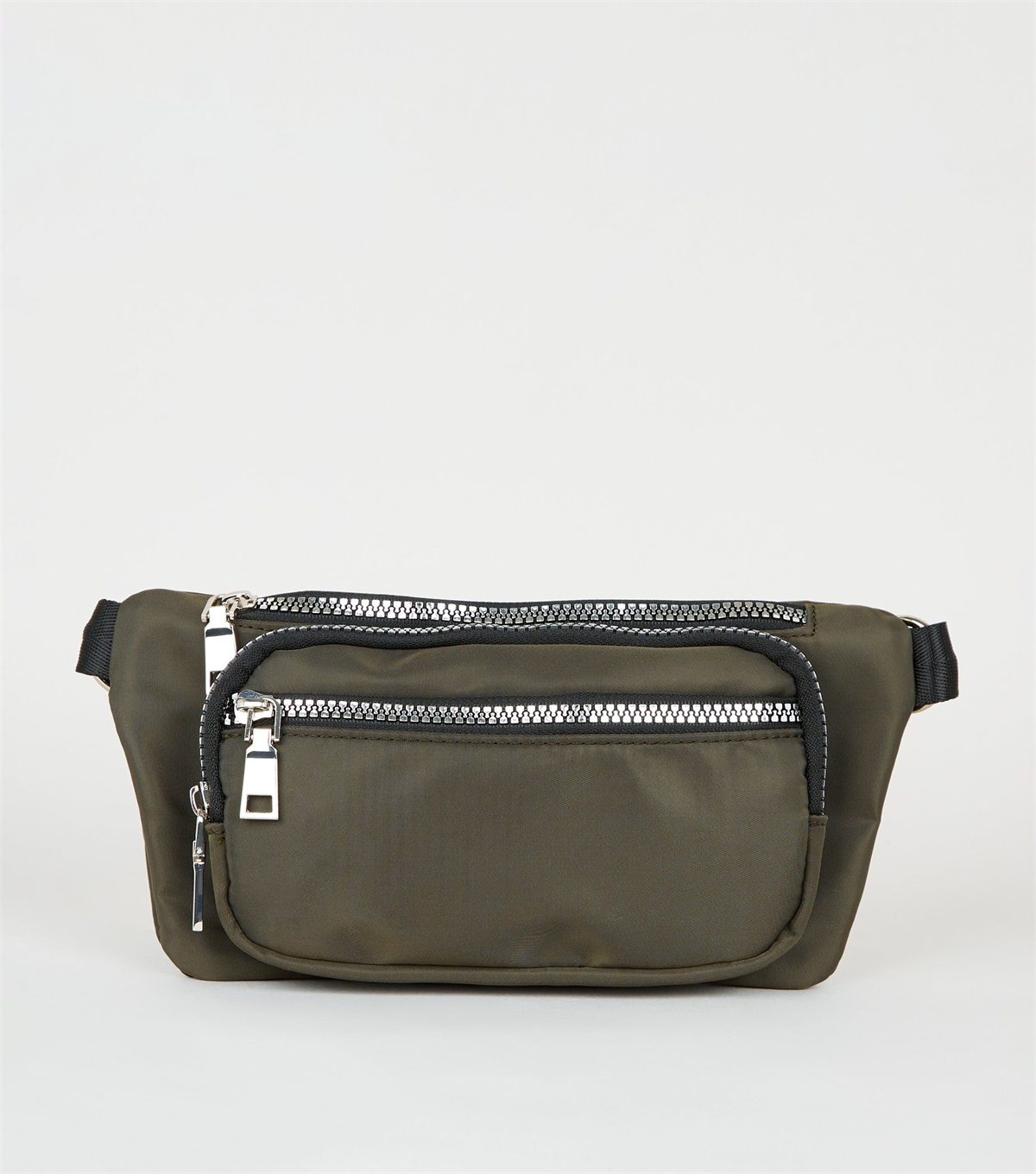 PZB260192 khaki-high-shine-zip-bum-bag