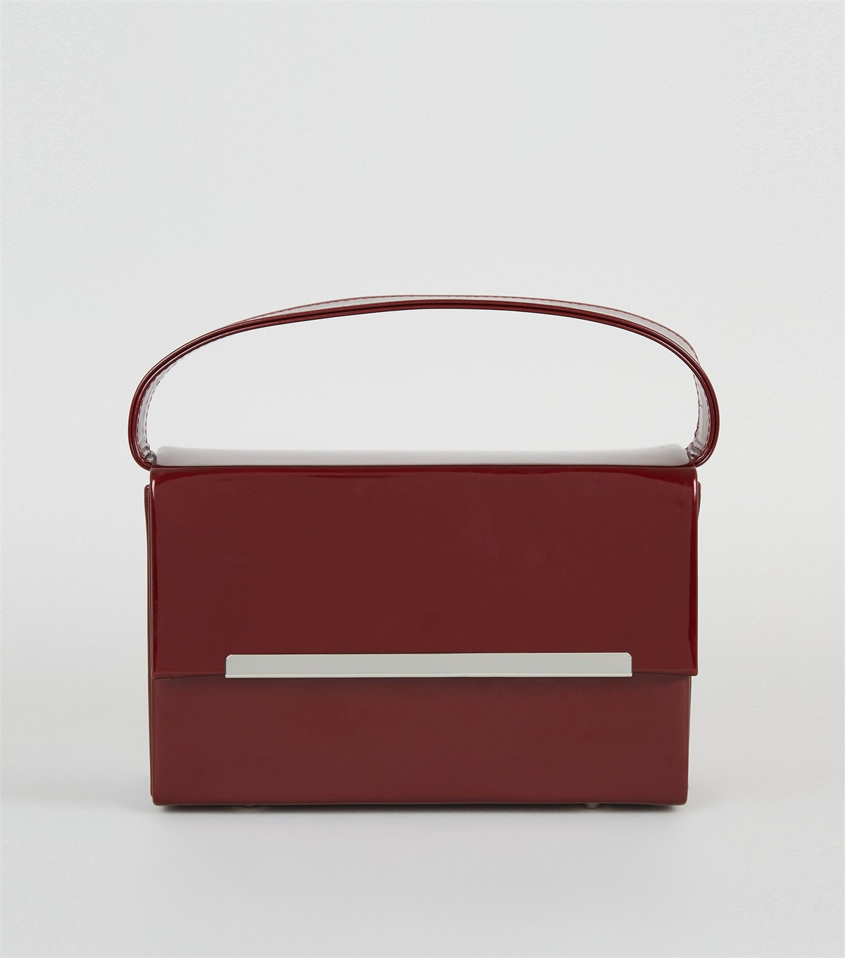 PZB260156 burgundy-patent-top-handle-box-clutch-bag