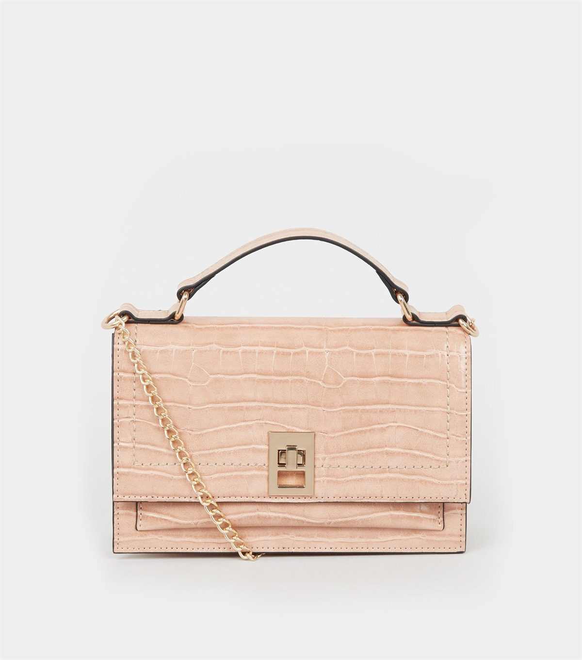 PZB260227 pink-faux-croc-chain-shoulder-bag