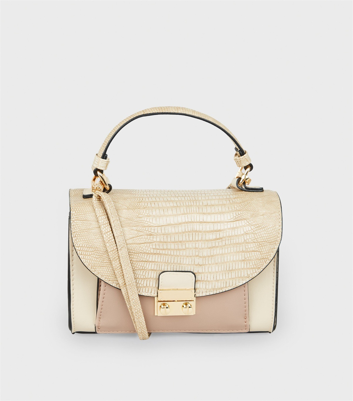 PZB260228 pink-faux-snake-clasp-front-cross-body-bag